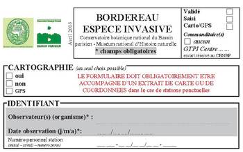 Bordereau plantes invasives